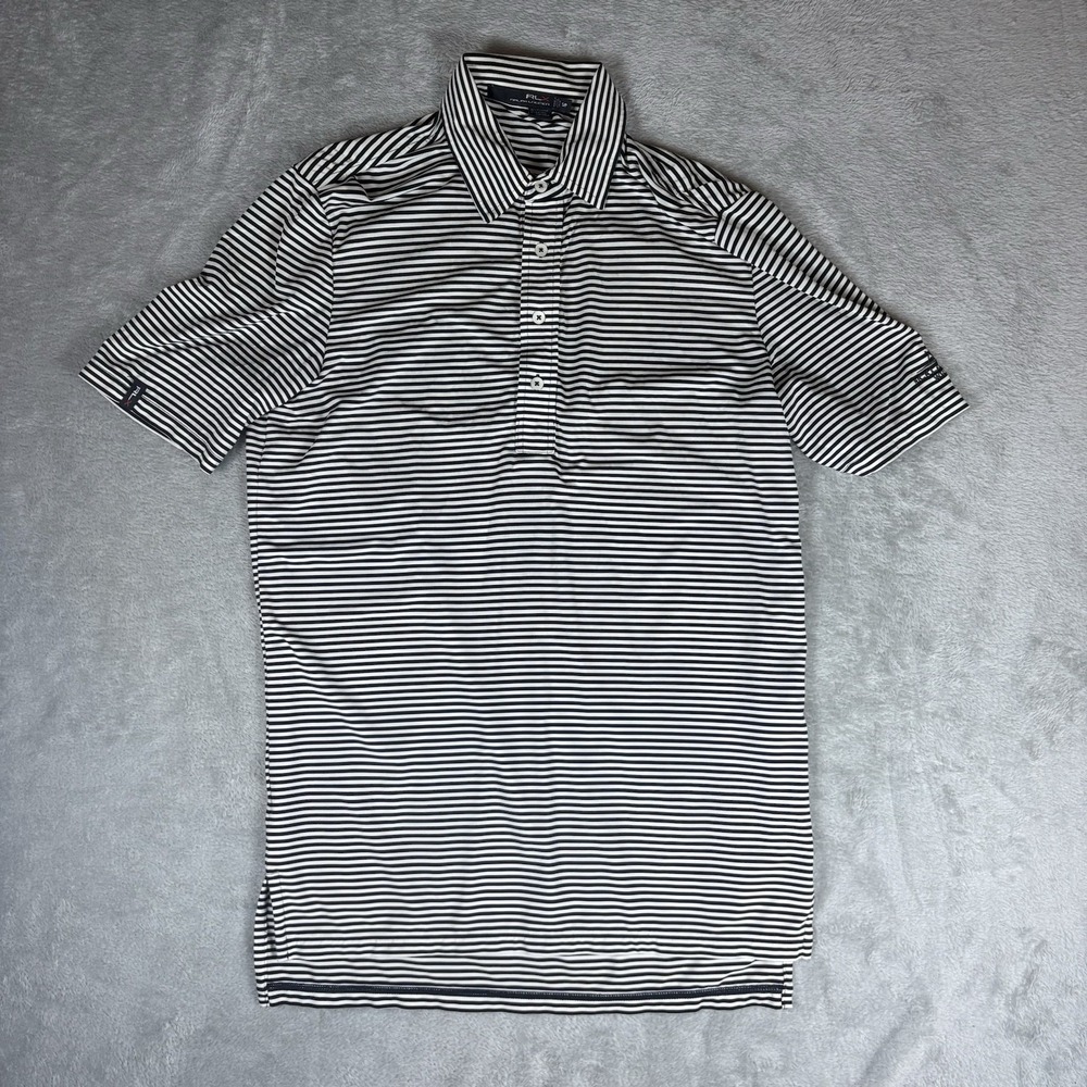 Ralph Lauren RLX Men's Size Small Golf POLO Shirt White/Black Stripes